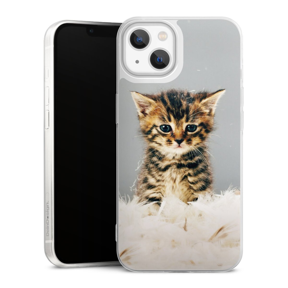 iPhone 13 Handy Slim Case extra dünn Silikon Handyhülle transparent Hülle Cat Feather Pet Silikon Slim Case