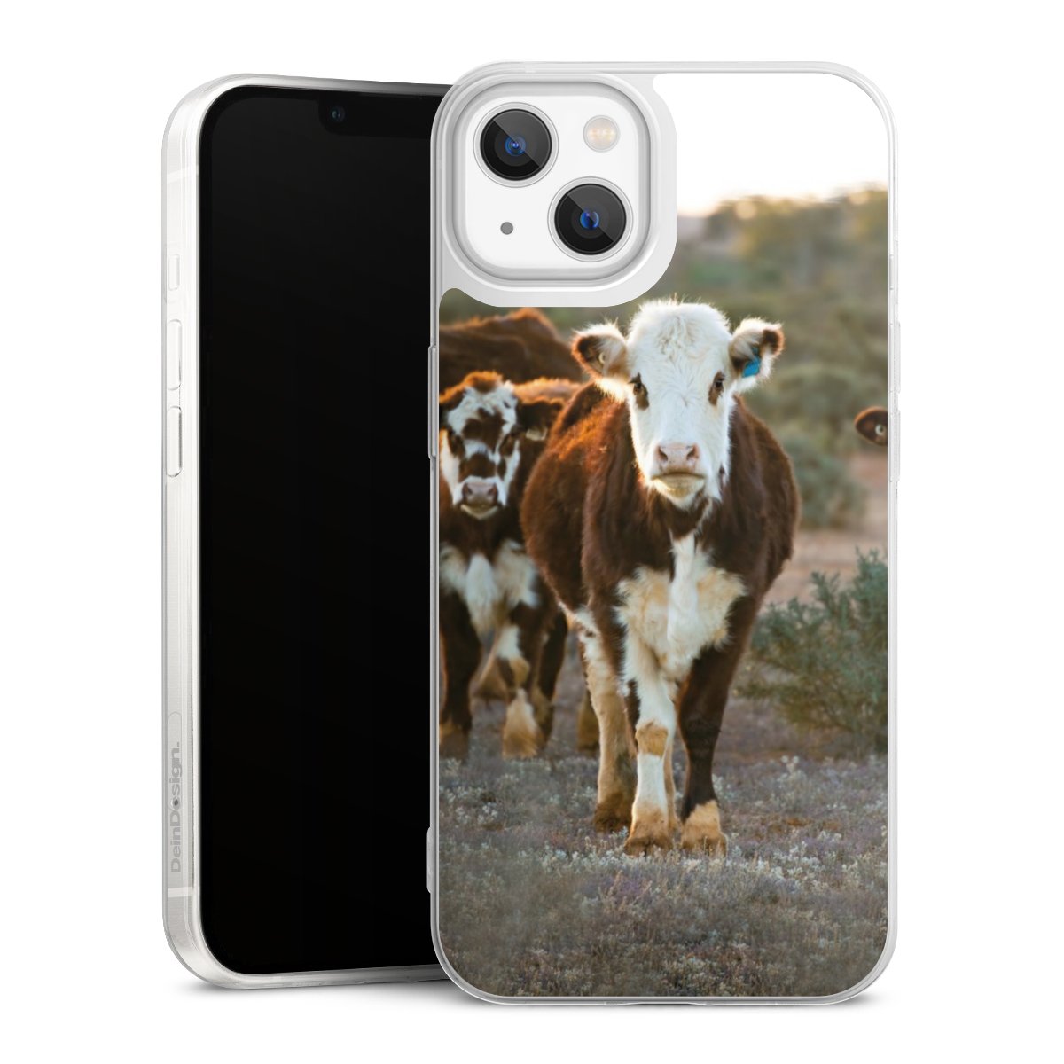 iPhone 13 Handy Slim Case extra dünn Silikon Handyhülle transparent Hülle Cow Farmer Calf Silikon Slim Case