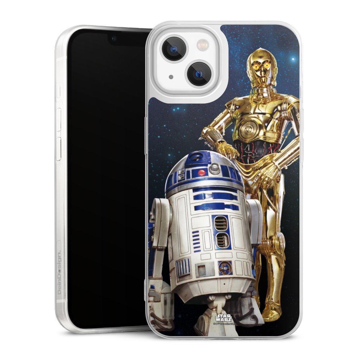 iPhone 13 Handy Slim Case extra dünn Silikon Handyhülle transparent Hülle Weltall Star Wars R2d2 Silikon Slim Case