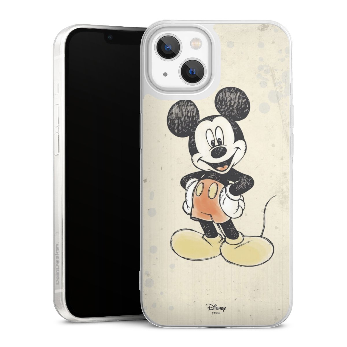 iPhone 13 Handy Slim Case extra dünn Silikon Handyhülle transparent Hülle Water Colour Mickey & Minnie Mouse Official Licensed Product Silikon Slim Case