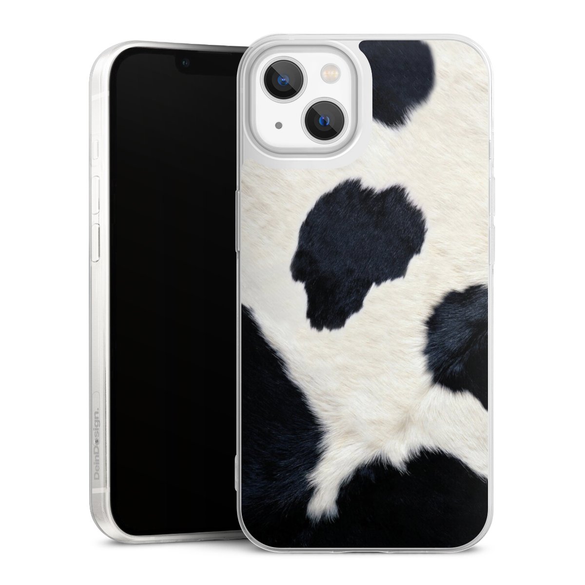 iPhone 13 Handy Slim Case extra dünn Silikon Handyhülle transparent Hülle Animal Look Animal Print Cow Skin Silikon Slim Case