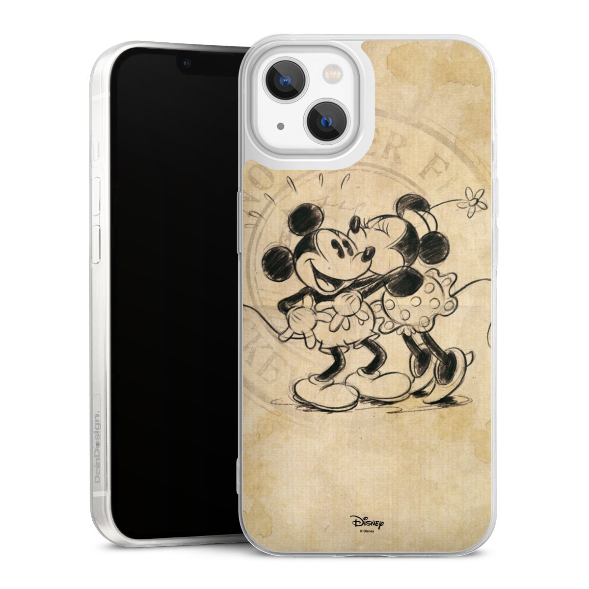 iPhone 13 Handy Slim Case extra dünn Silikon Handyhülle transparent Hülle Mickey Mouse Vintage Minnie Mouse Silikon Slim Case