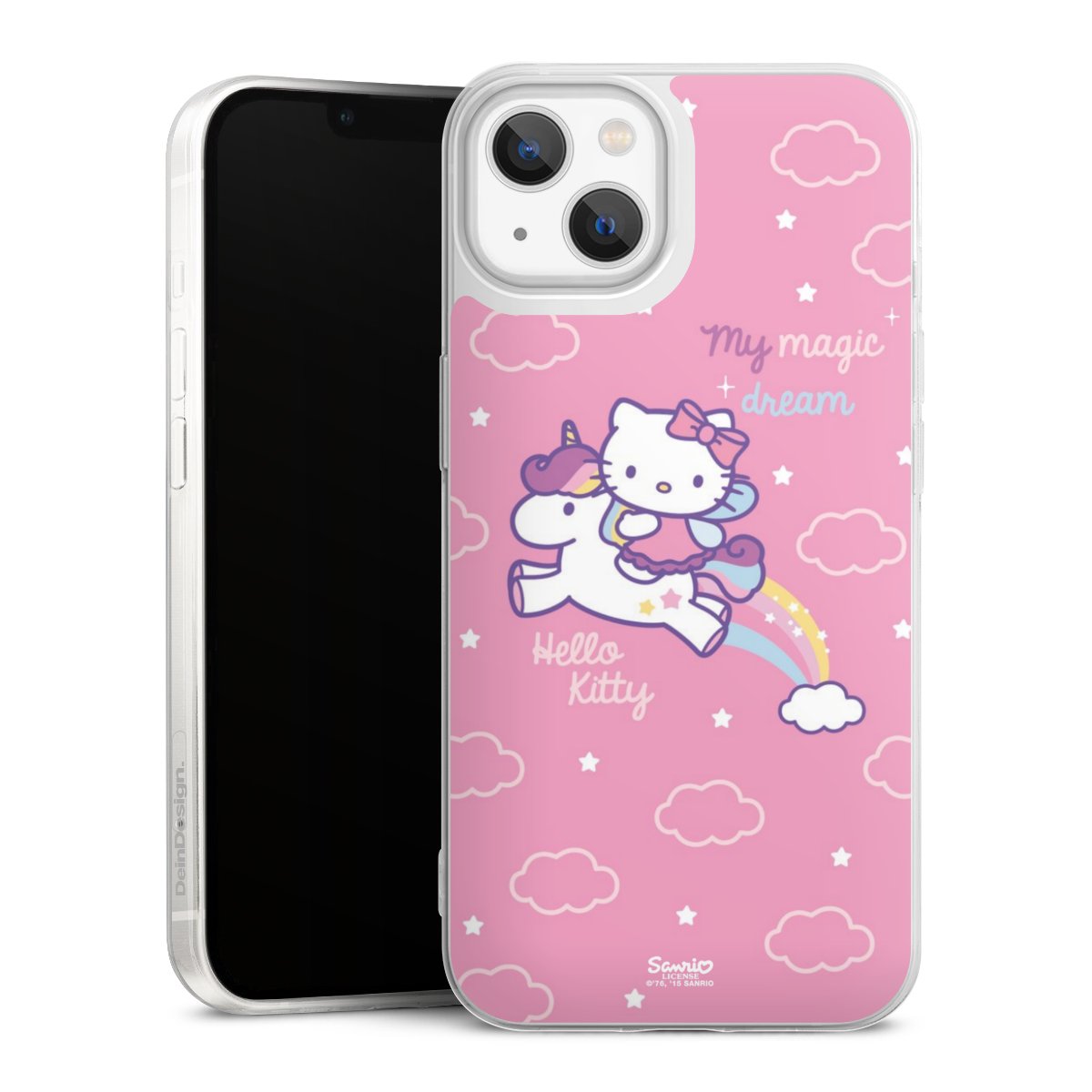 iPhone 13 Handy Slim Case extra dünn Silikon Handyhülle transparent Hülle Einhorn Official Licensed Product Hello Kitty Silikon Slim Case