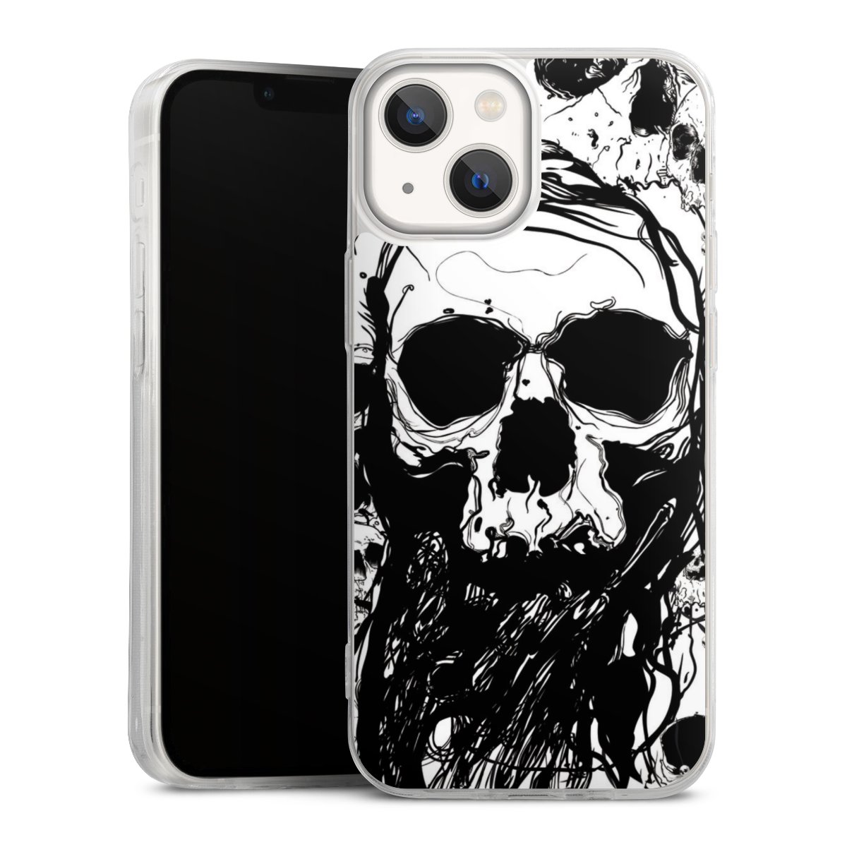 iPhone 13 Mini Handy Slim Case extra dünn Silikon Handyhülle transparent Hülle Totenkopf Halloween Silikon Slim Case