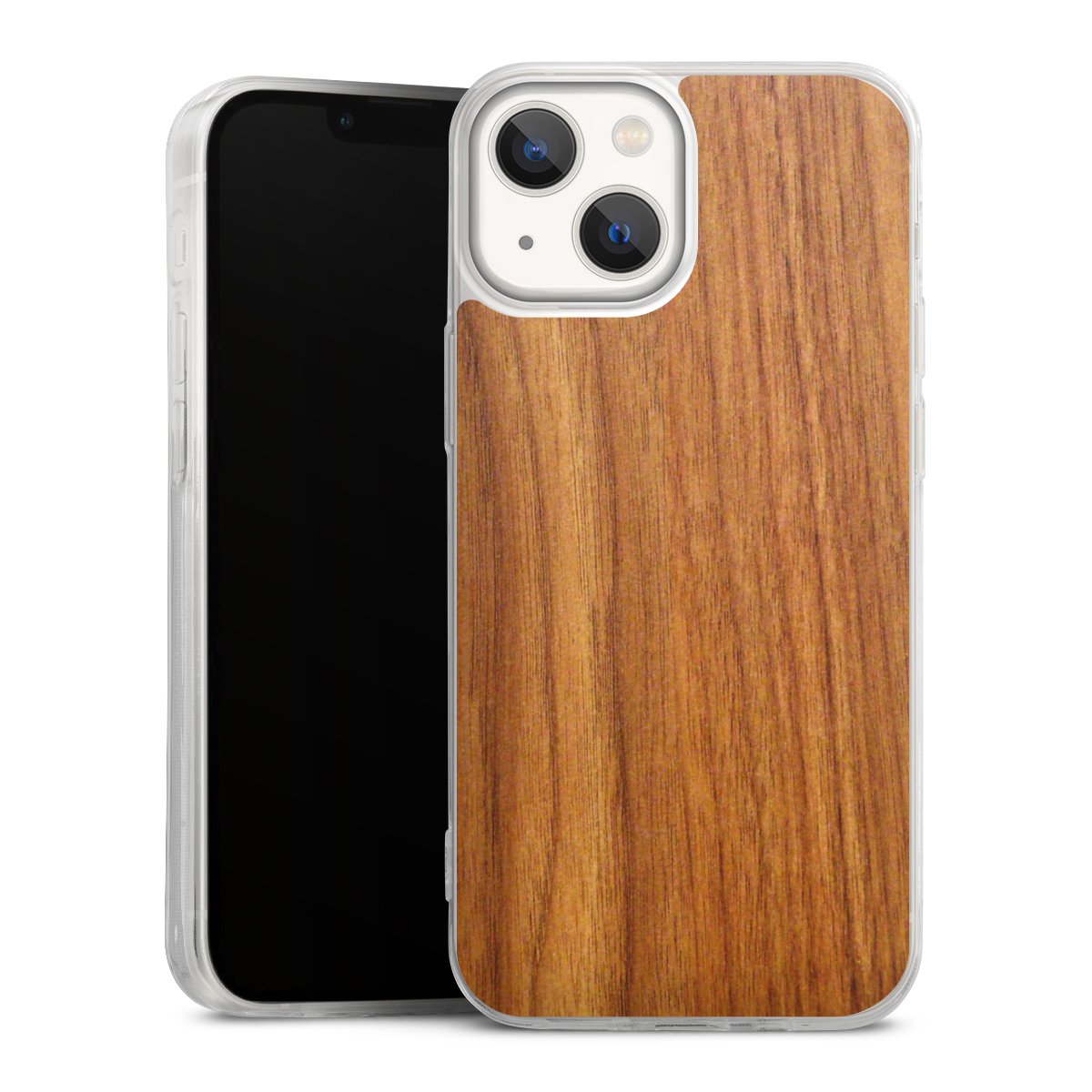 iPhone 13 Mini Handy Slim Case extra dünn Silikon Handyhülle transparent Hülle Wood Larch Wooden Look Silikon Slim Case