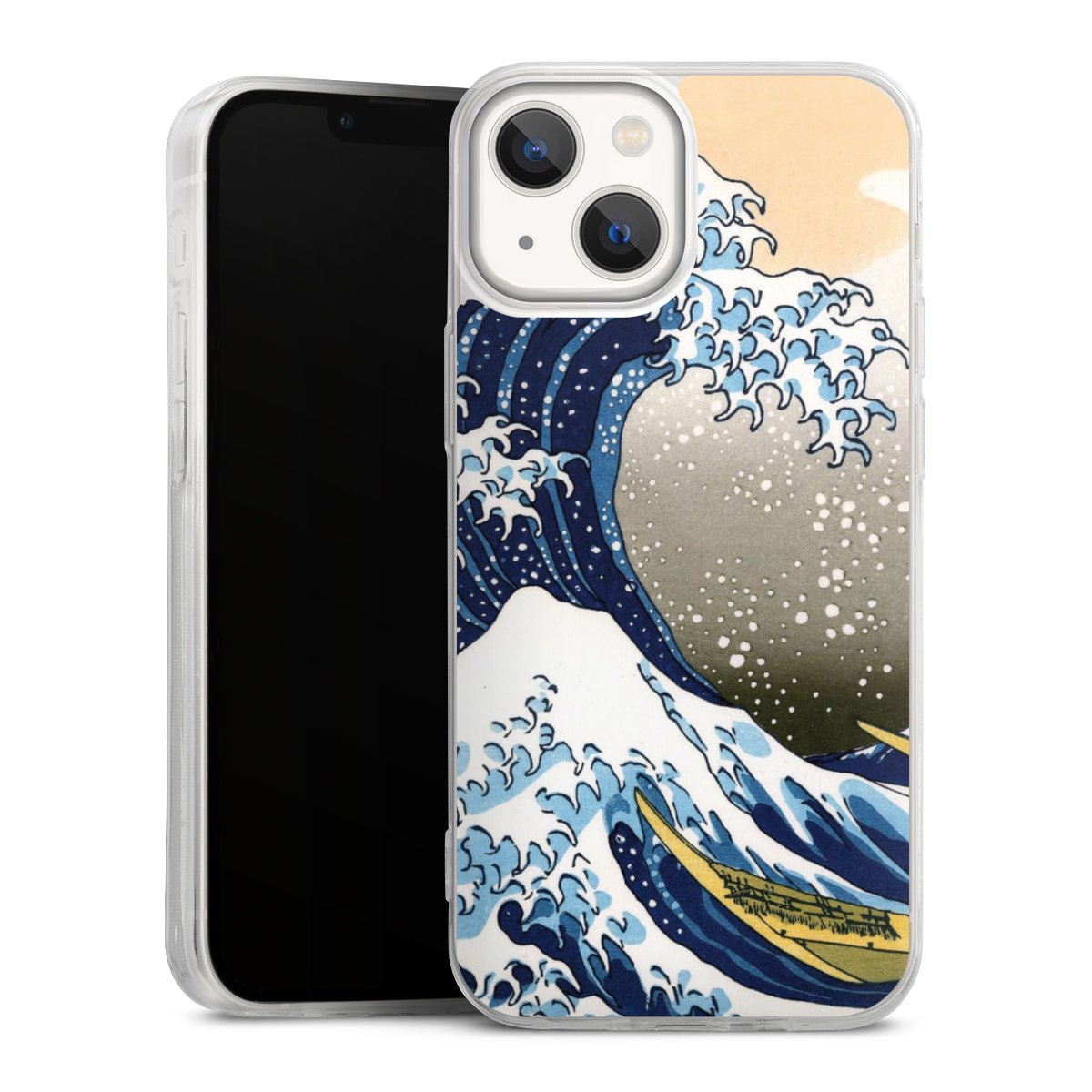 iPhone 13 Mini Handy Slim Case extra dünn Silikon Handyhülle transparent Hülle Kunst Katsushika Hokusai Die Große Welle Vor Kanagawa Silikon Slim Case