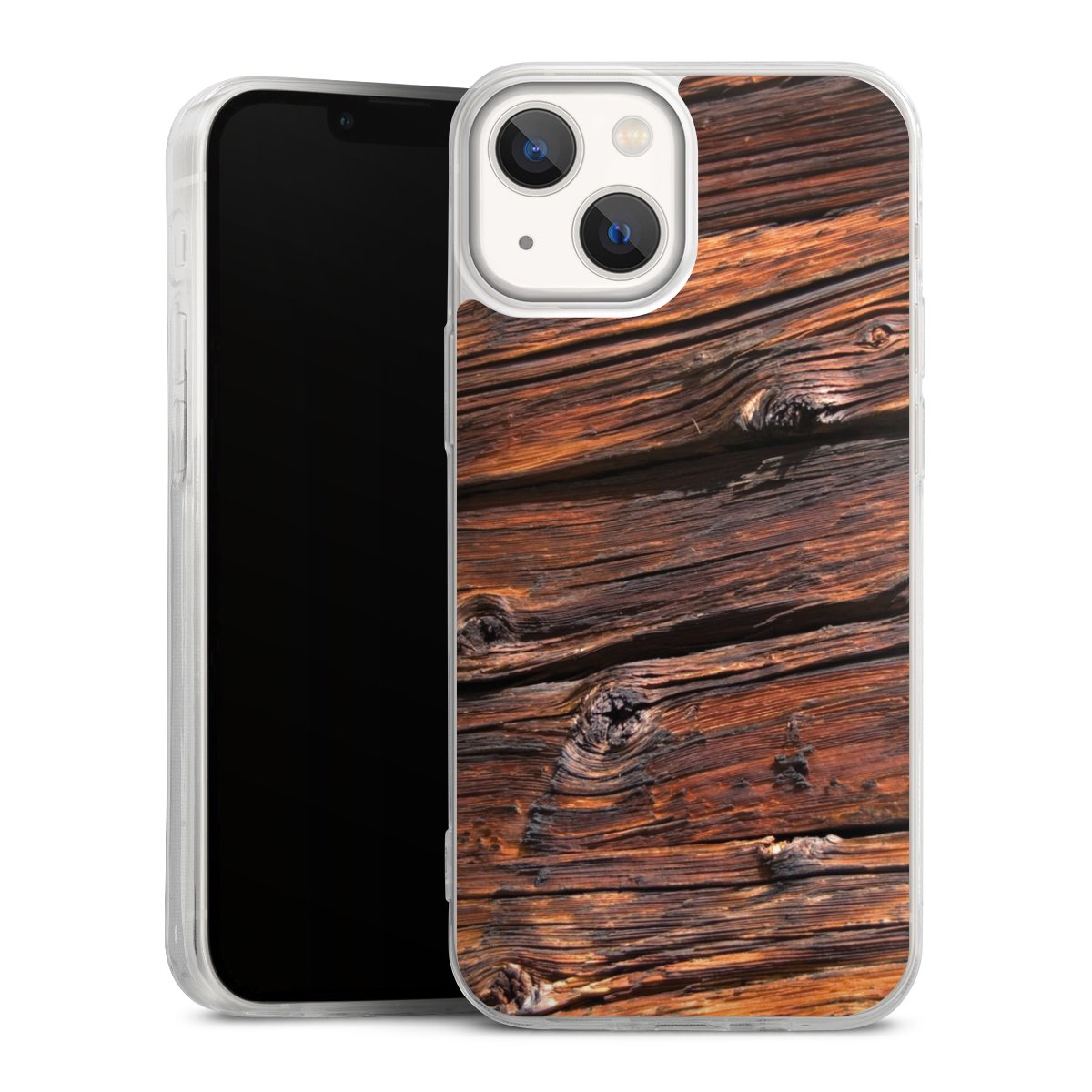 iPhone 13 Mini Handy Slim Case extra dünn Silikon Handyhülle transparent Hülle Beams Wooden Look Wood Silikon Slim Case