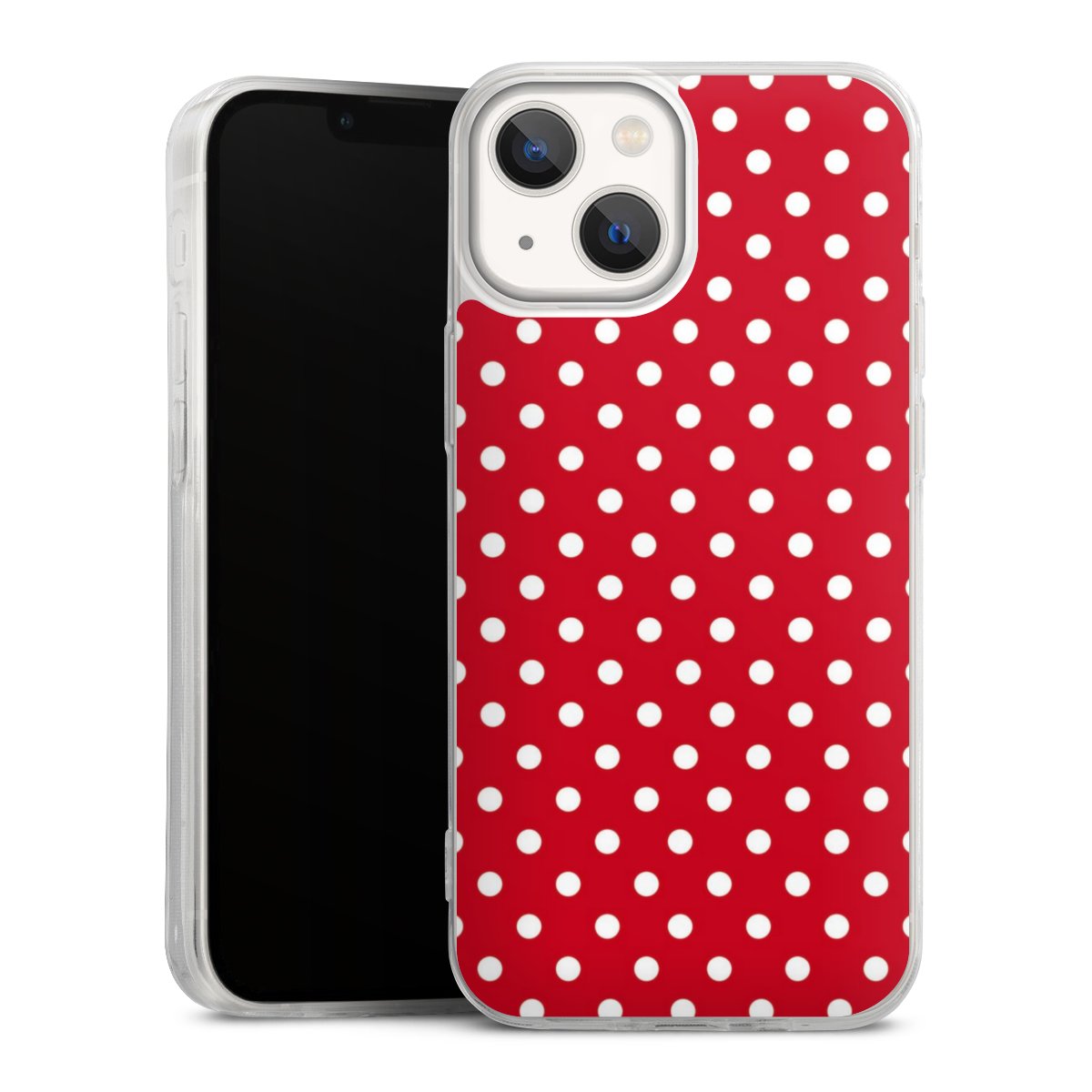 iPhone 13 Mini Handy Slim Case extra dünn Silikon Handyhülle transparent Hülle Points Polka Dots Retro Silikon Slim Case