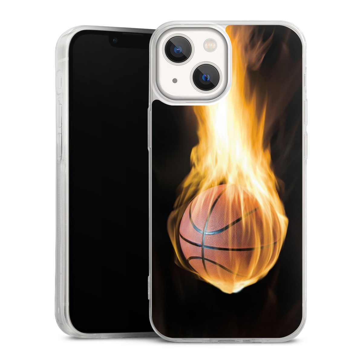 iPhone 13 Mini Handy Slim Case extra dünn Silikon Handyhülle transparent Hülle Basketball Sports Fire Silikon Slim Case