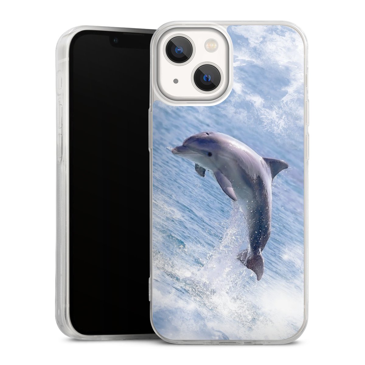 iPhone 13 Mini Handy Slim Case extra dünn Silikon Handyhülle transparent Hülle Dolphin Ocean Wale Silikon Slim Case