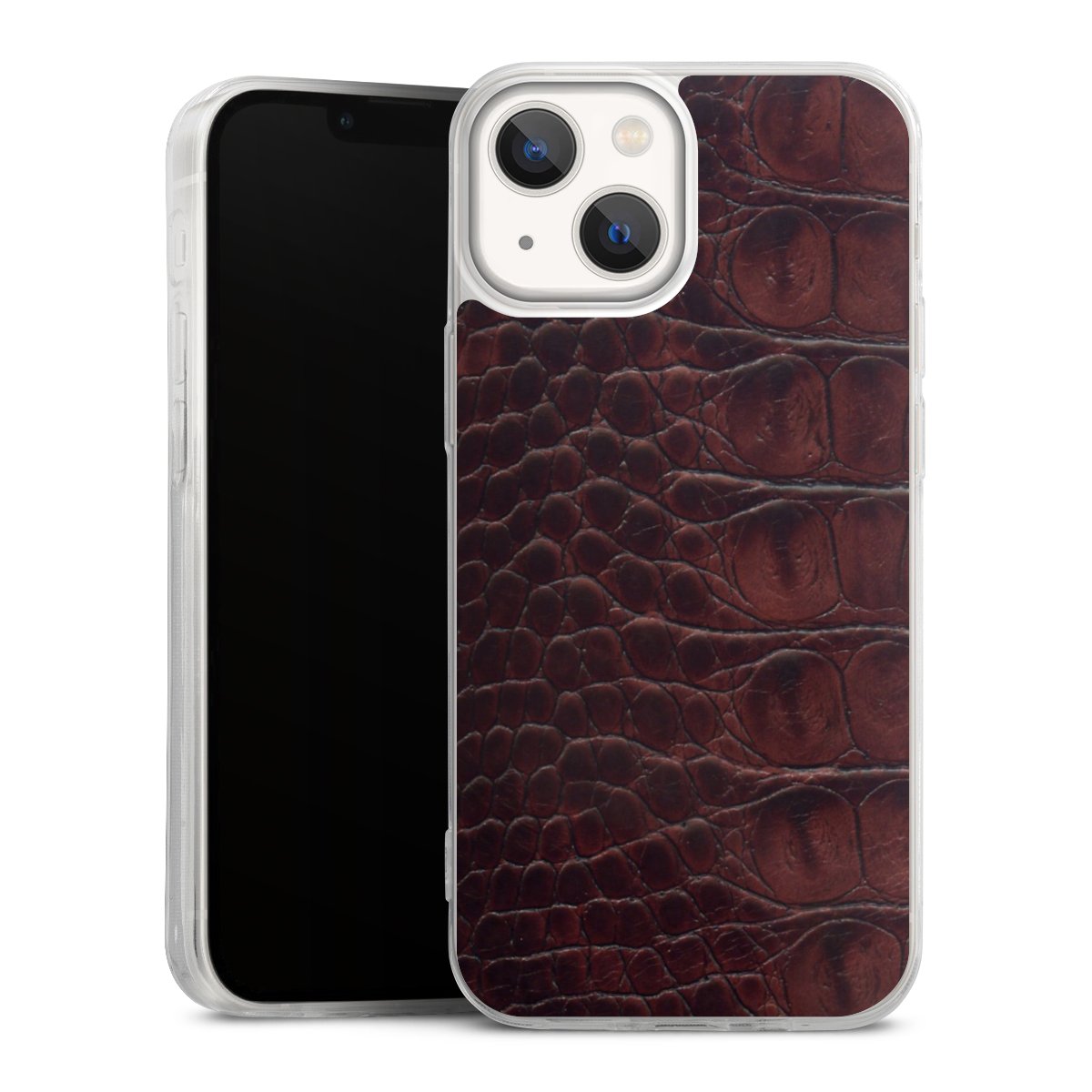 iPhone 13 Mini Handy Slim Case extra dünn Silikon Handyhülle transparent Hülle Crocodile Animal Print Leather Silikon Slim Case