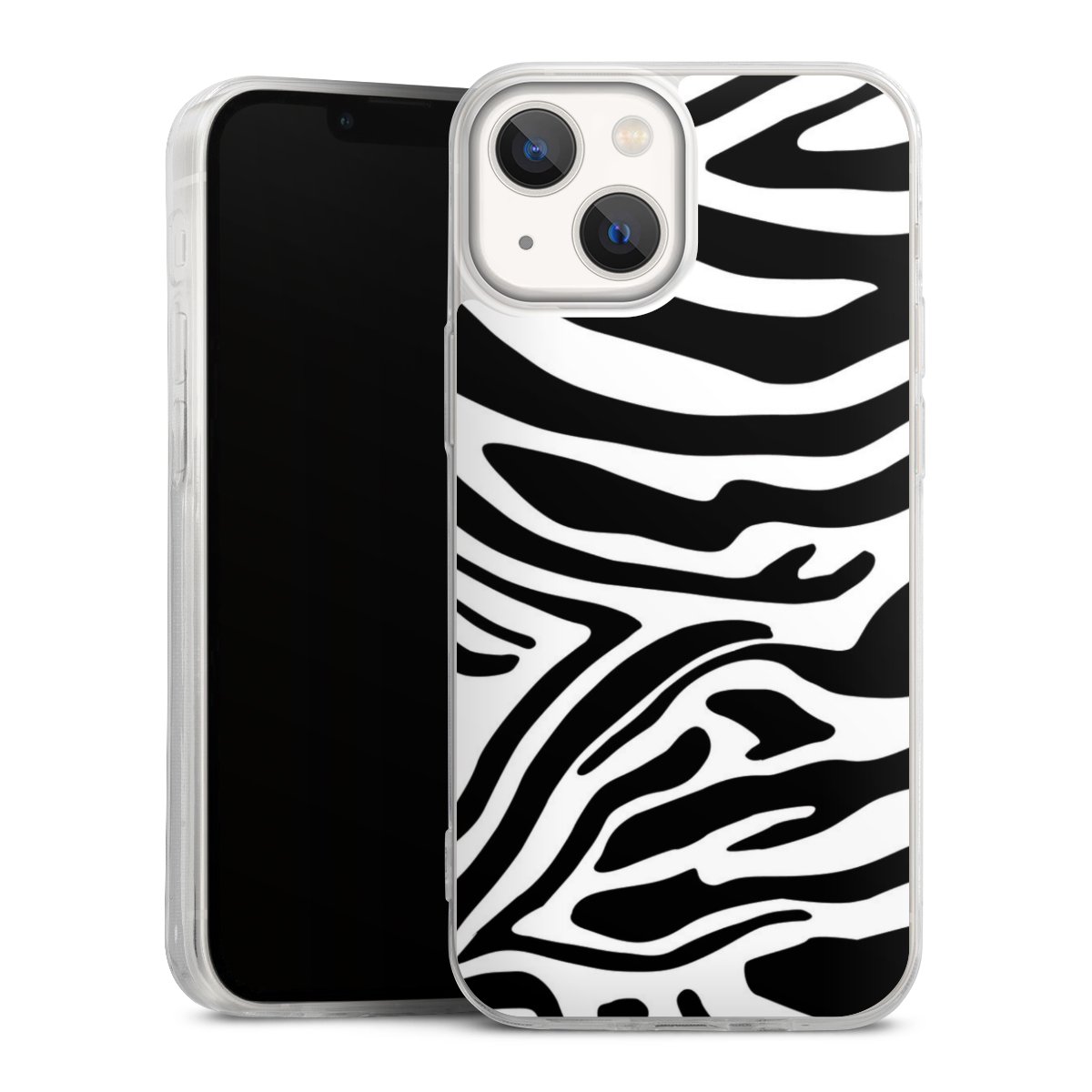 iPhone 13 Mini Handy Slim Case extra dünn Silikon Handyhülle transparent Hülle Zebra Animal Look Animal Print Silikon Slim Case