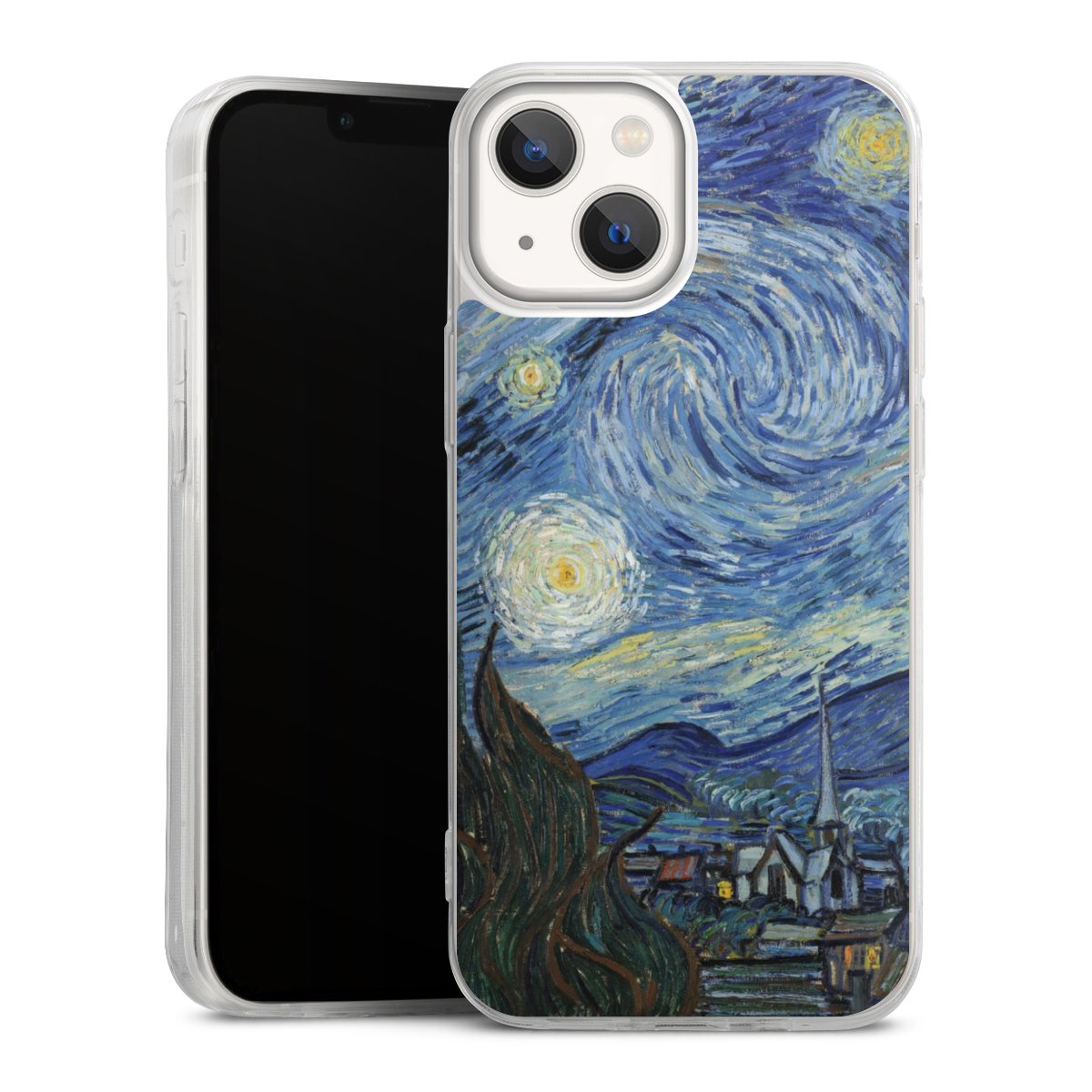 iPhone 13 Mini Handy Slim Case extra dünn Silikon Handyhülle transparent Hülle The Starry Night Kunst Vincent Van Gogh Silikon Slim Case