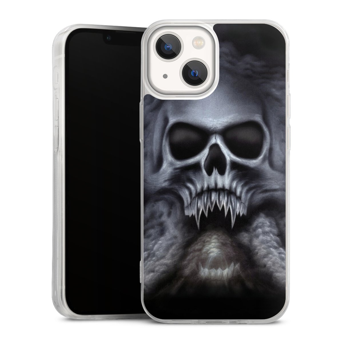 iPhone 13 Mini Handy Slim Case extra dünn Silikon Handyhülle transparent Hülle Totenkopf Skull Silikon Slim Case