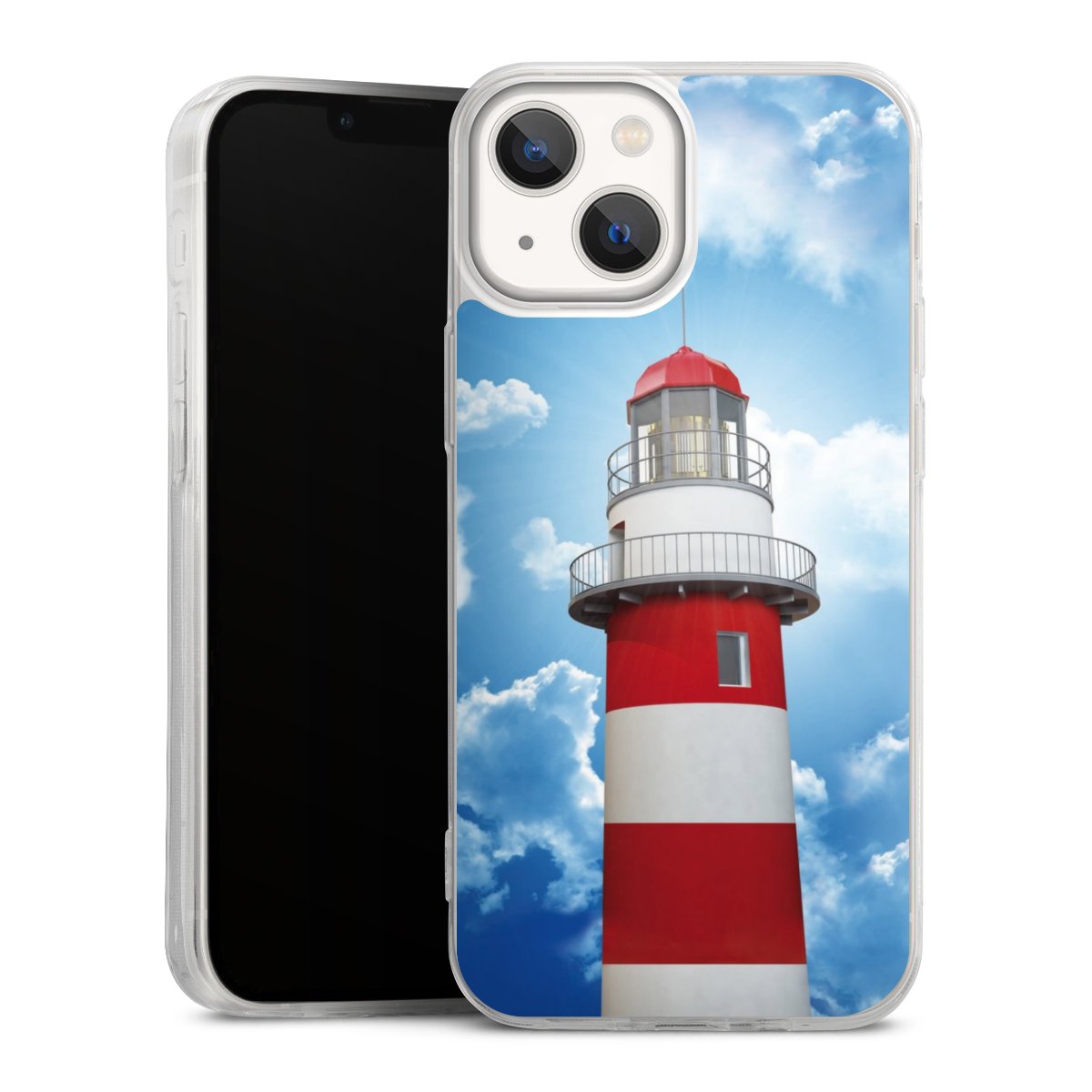 iPhone 13 Mini Handy Slim Case extra dünn Silikon Handyhülle transparent Hülle Lighthouse Sky Cloud Silikon Slim Case