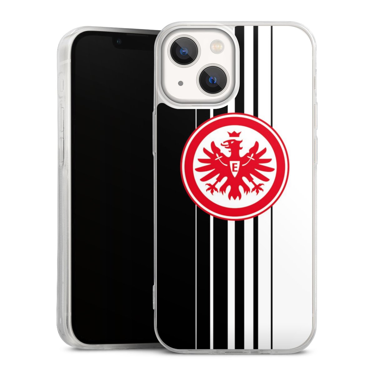 iPhone 13 Mini Handy Slim Case extra dünn Silikon Handyhülle transparent Hülle Stripes Eintracht Frankfurt Official Licensed Product Silikon Slim Case