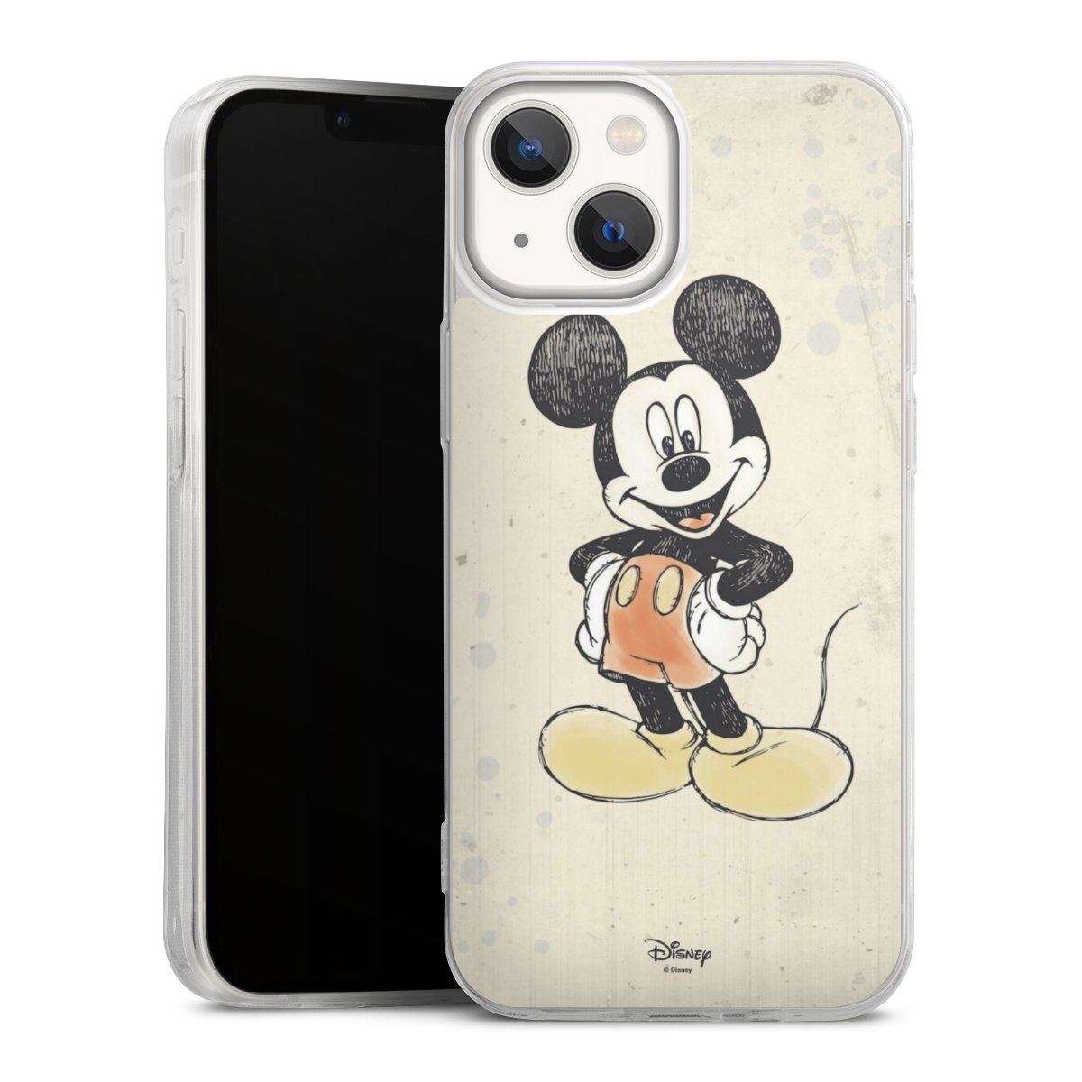 iPhone 13 Mini Handy Slim Case extra dünn Silikon Handyhülle transparent Hülle Water Colour Mickey & Minnie Mouse Official Licensed Product Silikon Slim Case