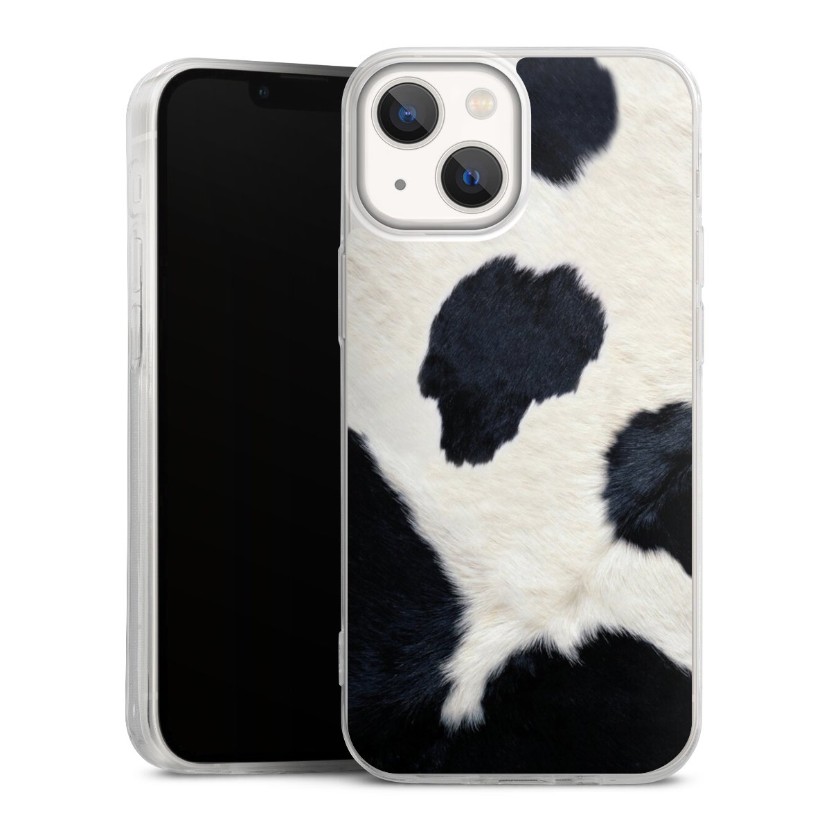 iPhone 13 Mini Handy Slim Case extra dünn Silikon Handyhülle transparent Hülle Animal Look Animal Print Cow Skin Silikon Slim Case