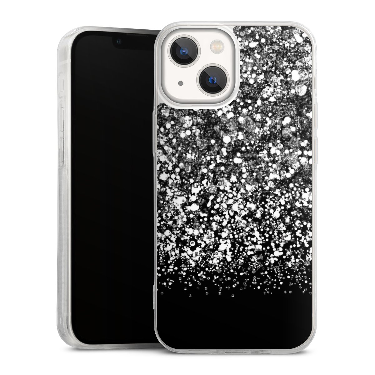 iPhone 13 Mini Handy Slim Case extra dünn Silikon Handyhülle transparent Hülle Glitzer Snowflake Muster Silikon Slim Case