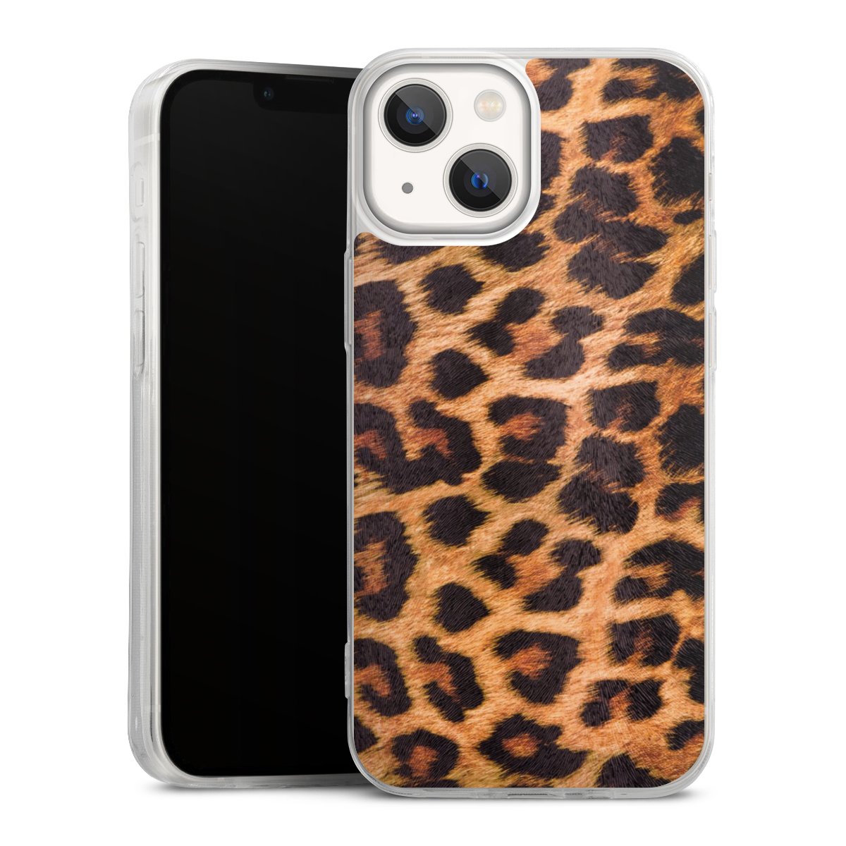 iPhone 13 Mini Handy Slim Case extra dünn Silikon Handyhülle transparent Hülle Animal Print Leopard Fur Silikon Slim Case