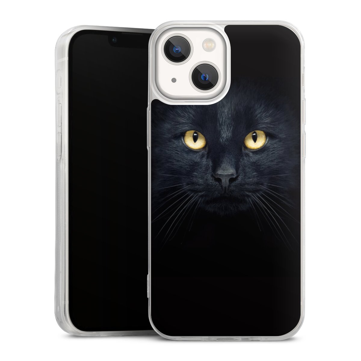 iPhone 13 Mini Handy Slim Case extra dünn Silikon Handyhülle transparent Hülle Eye Cat Black Silikon Slim Case