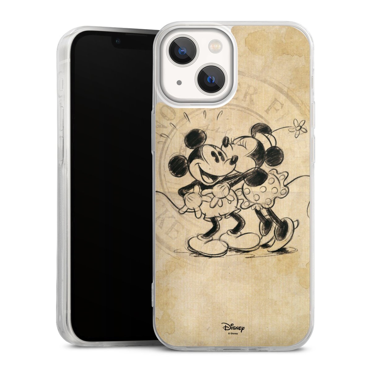 iPhone 13 Mini Handy Slim Case extra dünn Silikon Handyhülle transparent Hülle Mickey Mouse Vintage Minnie Mouse Silikon Slim Case