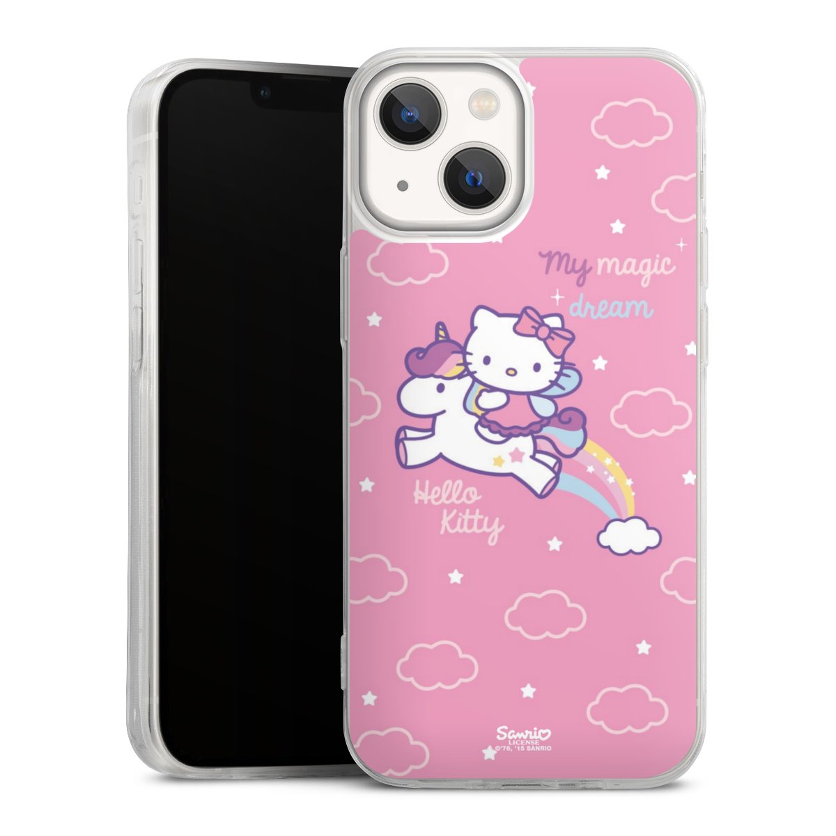 iPhone 13 Mini Handy Slim Case extra dünn Silikon Handyhülle transparent Hülle Einhorn Official Licensed Product Hello Kitty Silikon Slim Case