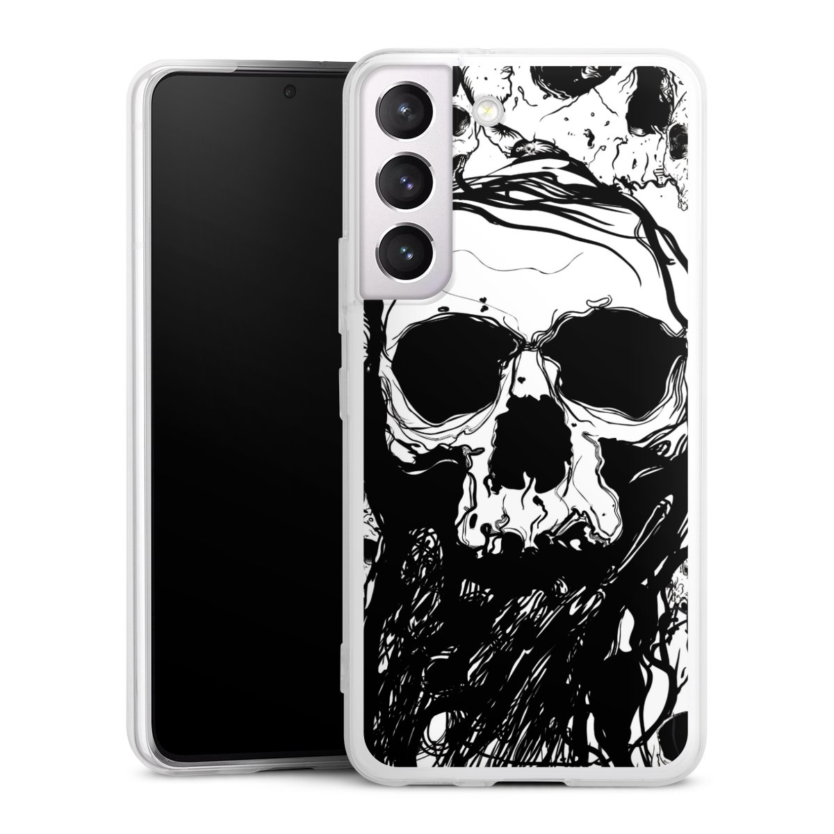 Galaxy S22 Handy Slim Case extra dünn Silikon Handyhülle transparent Hülle Totenkopf Halloween Silikon Slim Case