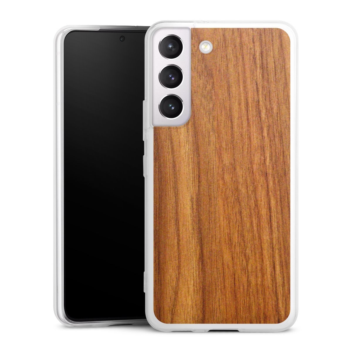 Galaxy S22 Handy Slim Case extra dünn Silikon Handyhülle transparent Hülle Wood Larch Wooden Look Silikon Slim Case