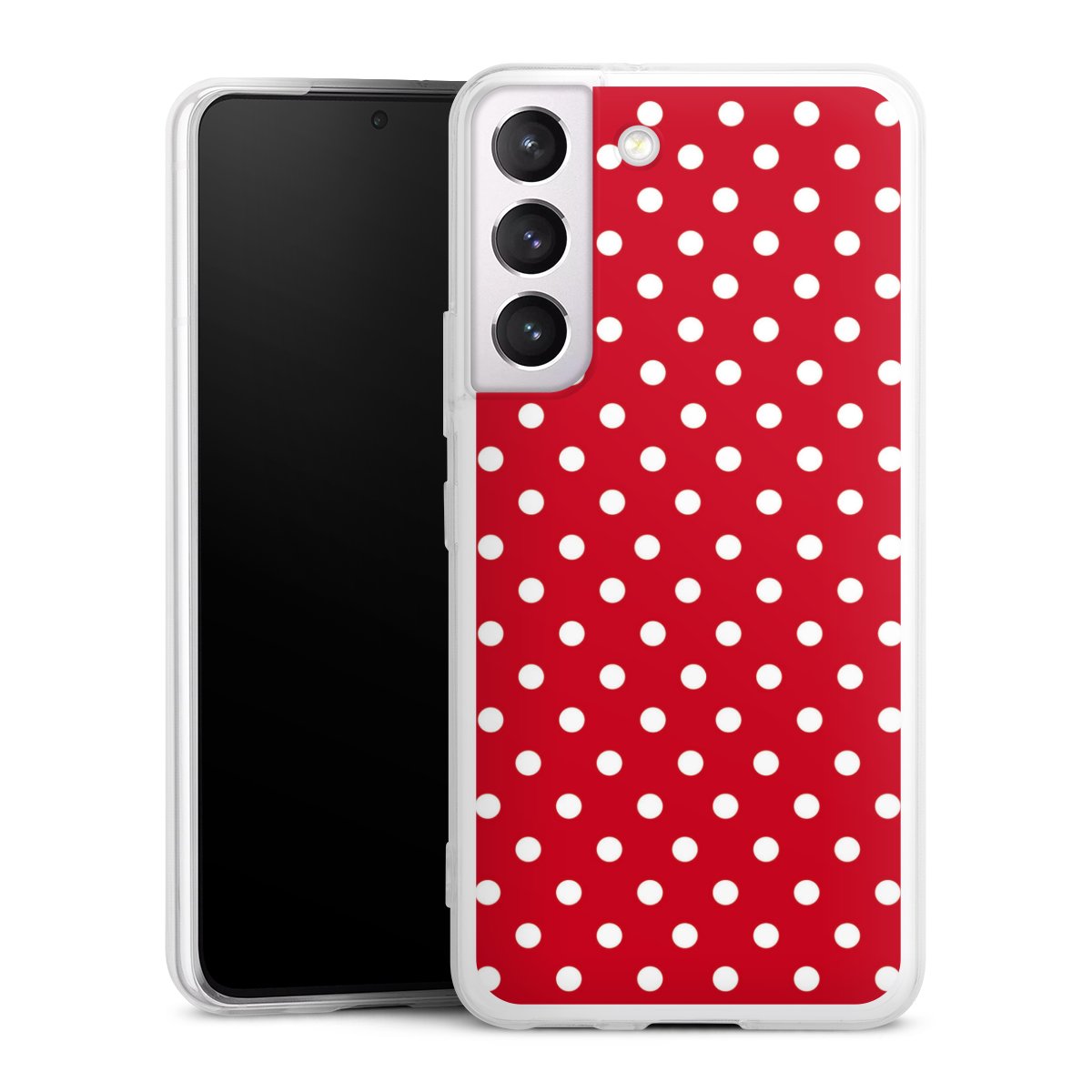 Galaxy S22 Handy Slim Case extra dünn Silikon Handyhülle transparent Hülle Points Polka Dots Retro Silikon Slim Case