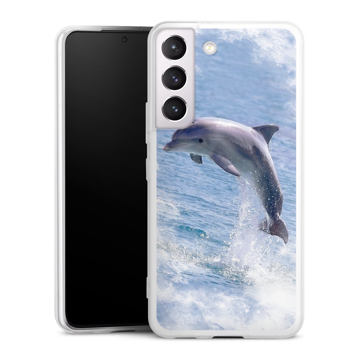 Galaxy S22 Handy Slim Case extra dünn Silikon Handyhülle transparent Hülle Dolphin Ocean Wale Silikon Slim Case