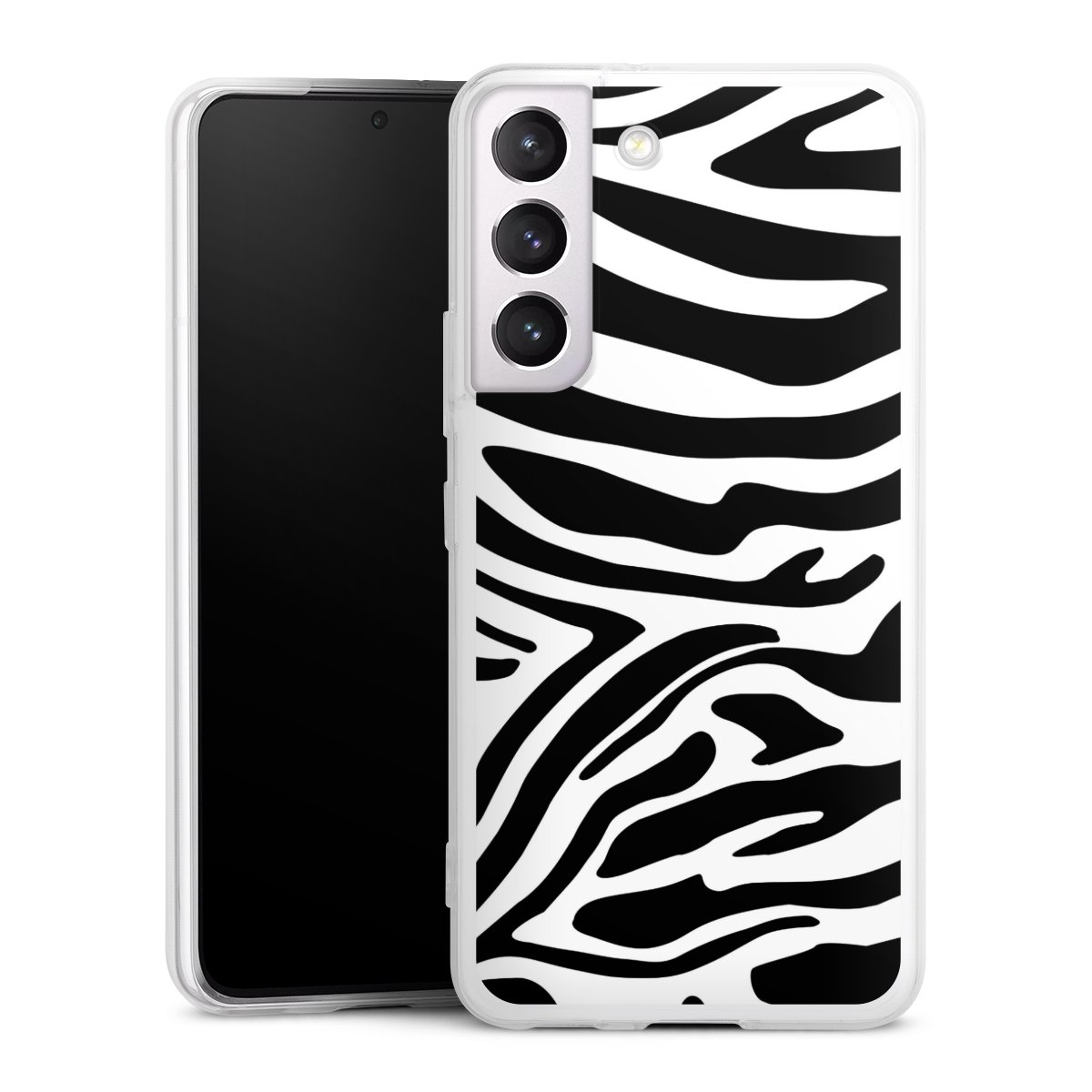 Galaxy S22 Handy Slim Case extra dünn Silikon Handyhülle transparent Hülle Zebra Animal Look Animal Print Silikon Slim Case