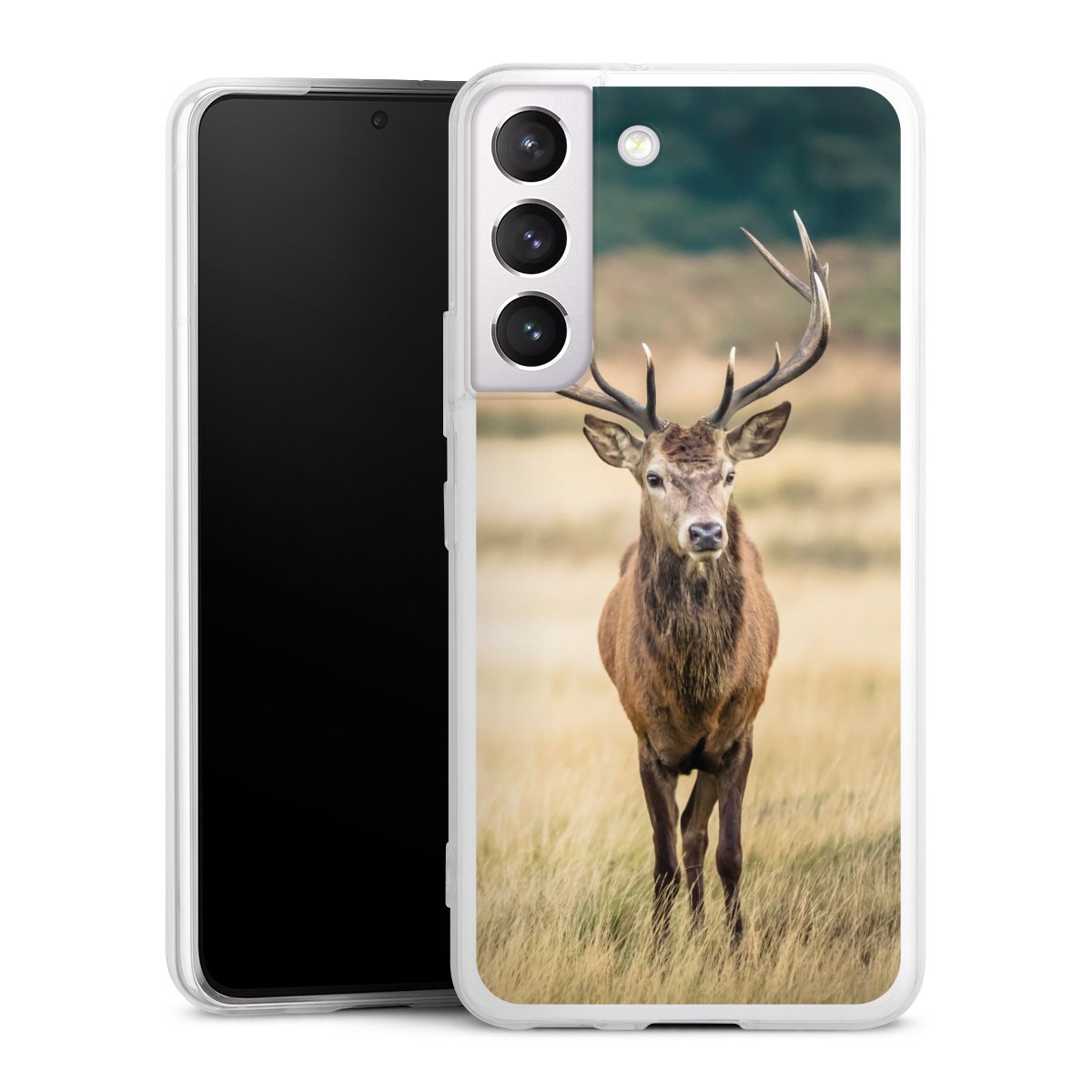 Galaxy S22 Handy Slim Case extra dünn Silikon Handyhülle transparent Hülle Deer Meadow Forrest Silikon Slim Case