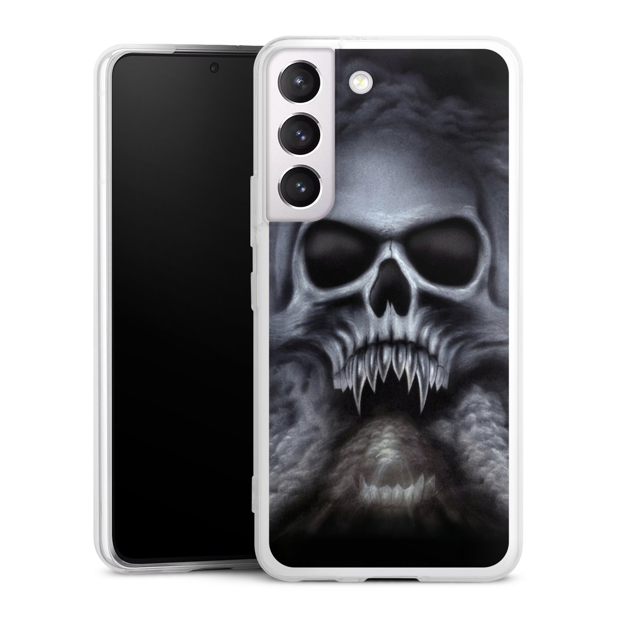 Galaxy S22 Handy Slim Case extra dünn Silikon Handyhülle transparent Hülle Totenkopf Skull Silikon Slim Case