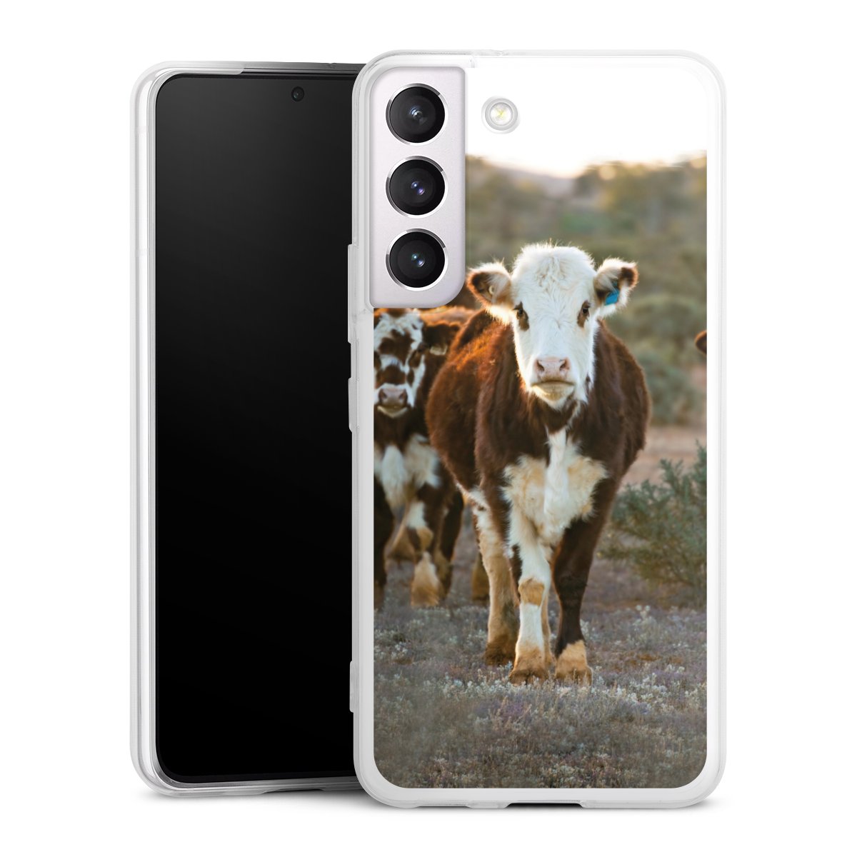 Galaxy S22 Handy Slim Case extra dünn Silikon Handyhülle transparent Hülle Cow Farmer Calf Silikon Slim Case