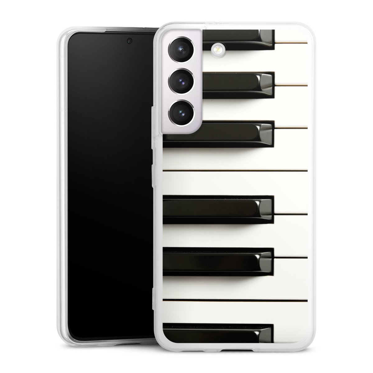 Galaxy S22 Handy Slim Case extra dünn Silikon Handyhülle transparent Hülle Klavier Piano Music Silikon Slim Case