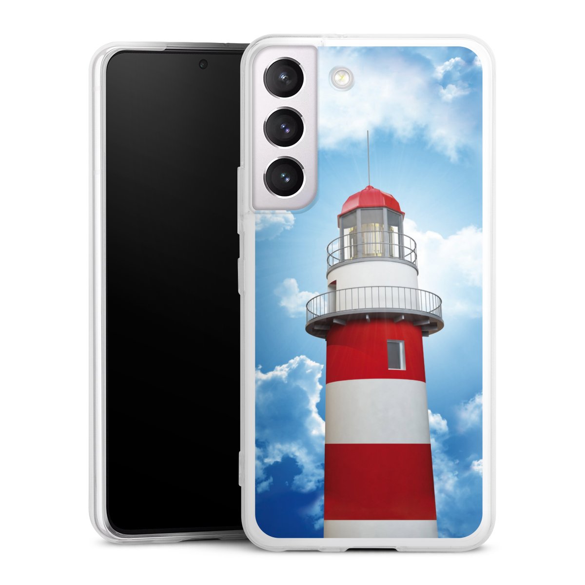 Galaxy S22 Handy Slim Case extra dünn Silikon Handyhülle transparent Hülle Lighthouse Sky Cloud Silikon Slim Case