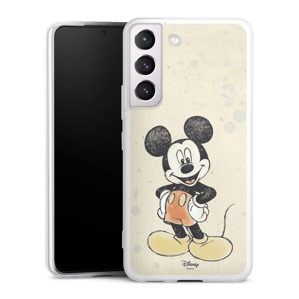 Galaxy S22 Handy Slim Case extra dünn Silikon Handyhülle transparent Hülle Water Colour Mickey & Minnie Mouse Official Licensed Product Silikon Slim Case