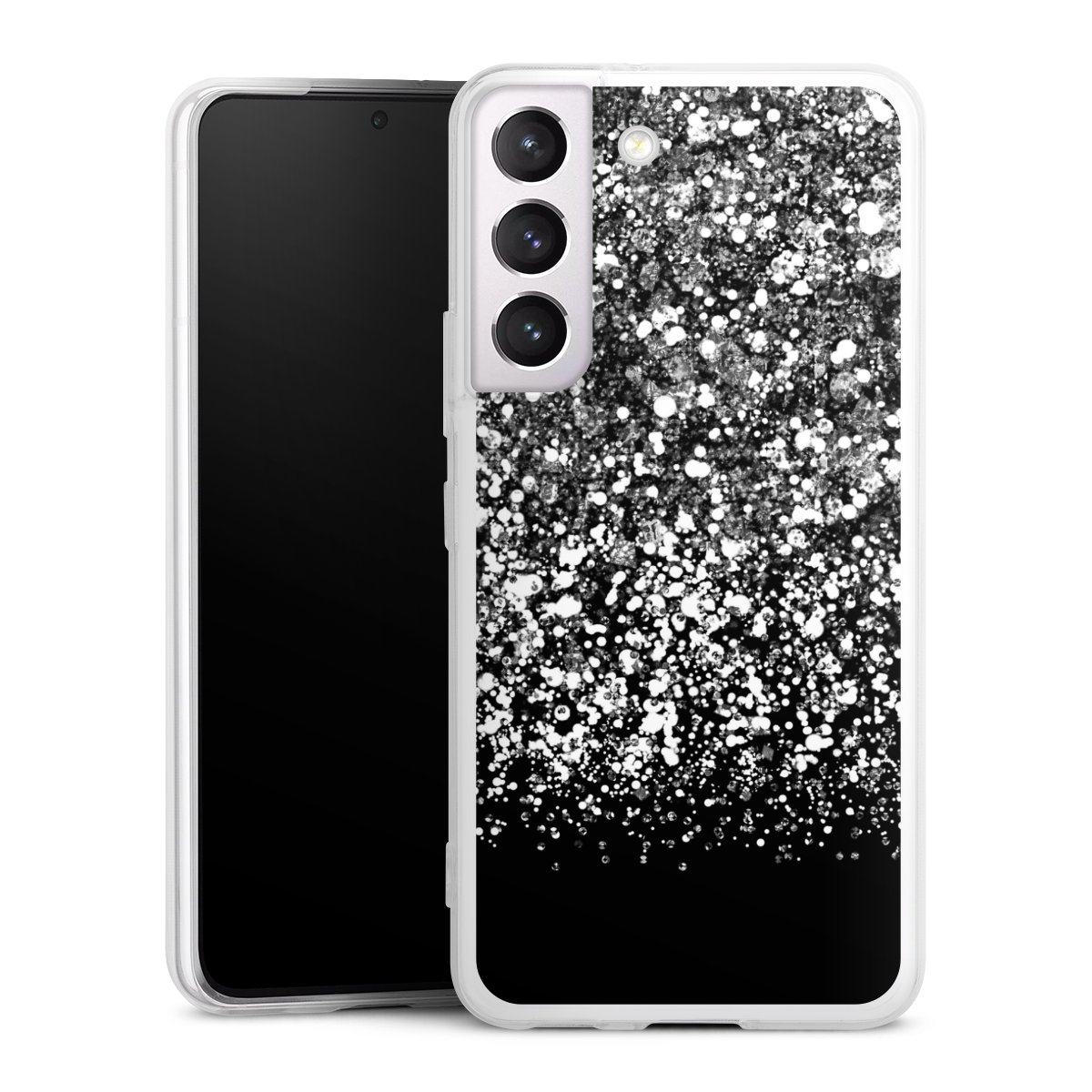 Galaxy S22 Handy Slim Case extra dünn Silikon Handyhülle transparent Hülle Glitzer Snowflake Muster Silikon Slim Case