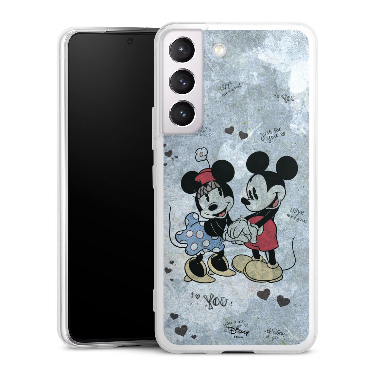 Galaxy S22 Handy Slim Case extra dünn Silikon Handyhülle transparent Hülle Mickey & Minnie Mouse Vintage Disney Silikon Slim Case