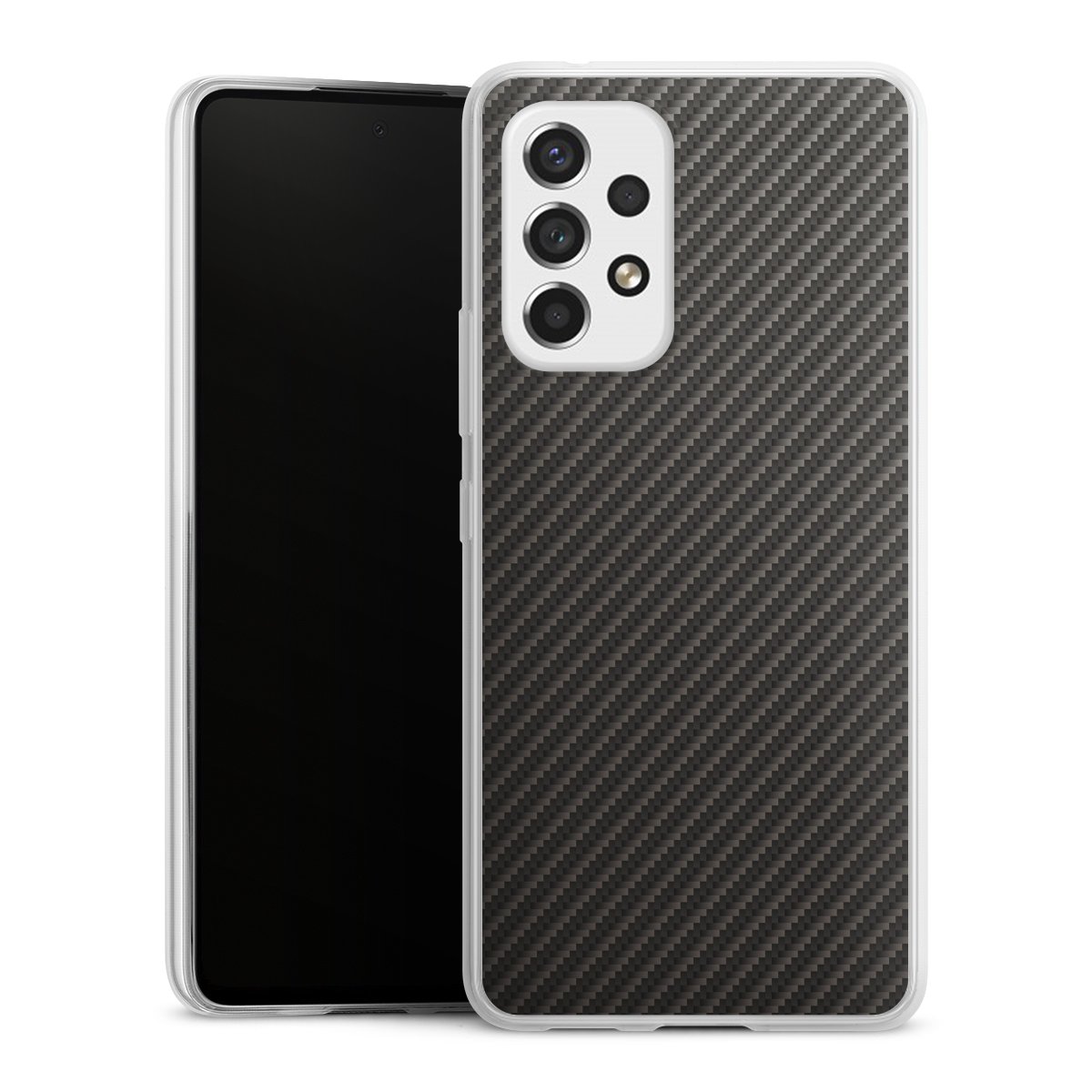 Galaxy A53 5G Handy Slim Case extra dünn Silikon Handyhülle transparent Hülle Metallic Look Carbon Muster Silikon Slim Case