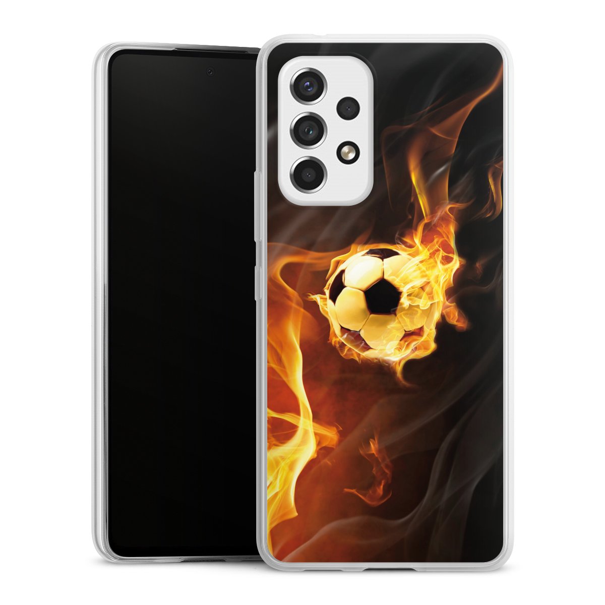 Galaxy A53 5G Handy Slim Case extra dünn Silikon Handyhülle transparent Hülle Ball Fire Soccer Silikon Slim Case