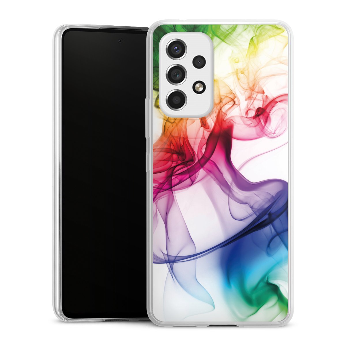 Galaxy A53 5G Handy Slim Case extra dünn Silikon Handyhülle transparent Hülle Water Colour Rainbow Silikon Slim Case