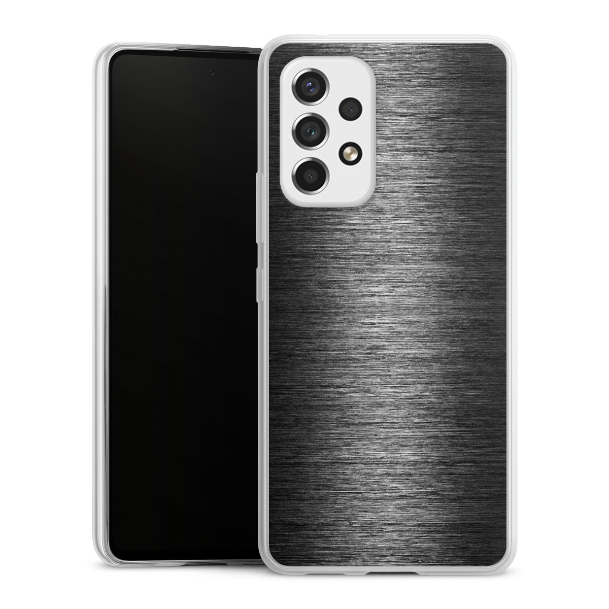 Galaxy A53 5G Handy Slim Case extra dünn Silikon Handyhülle transparent Hülle Metallic Look Anthracite Metal Silikon Slim Case