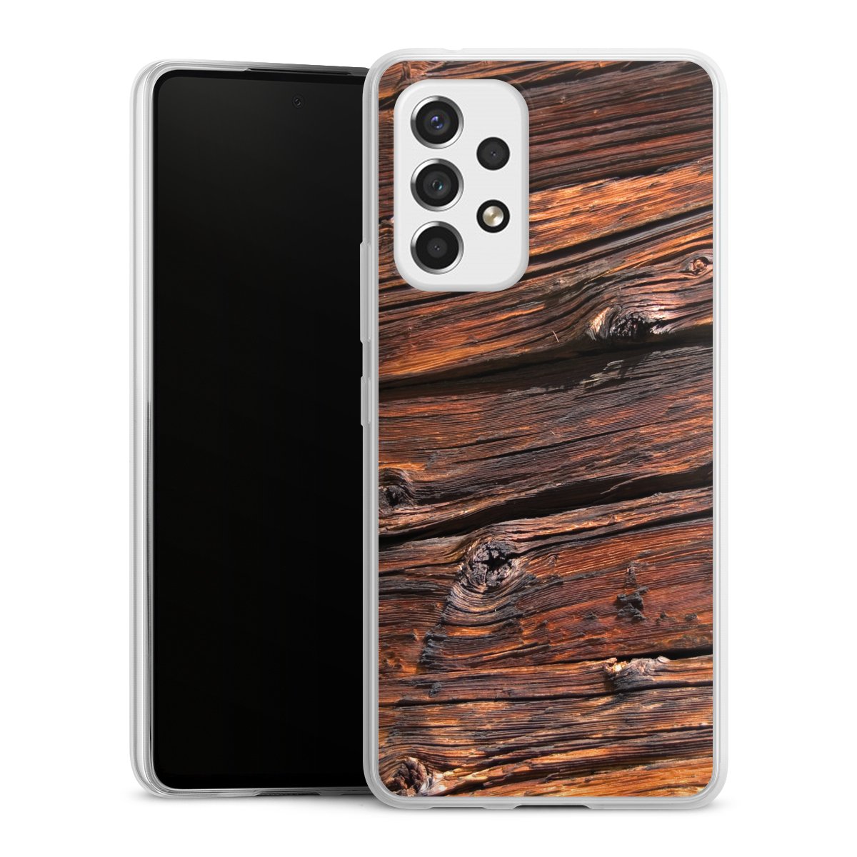 Galaxy A53 5G Handy Slim Case extra dünn Silikon Handyhülle transparent Hülle Beams Wooden Look Wood Silikon Slim Case