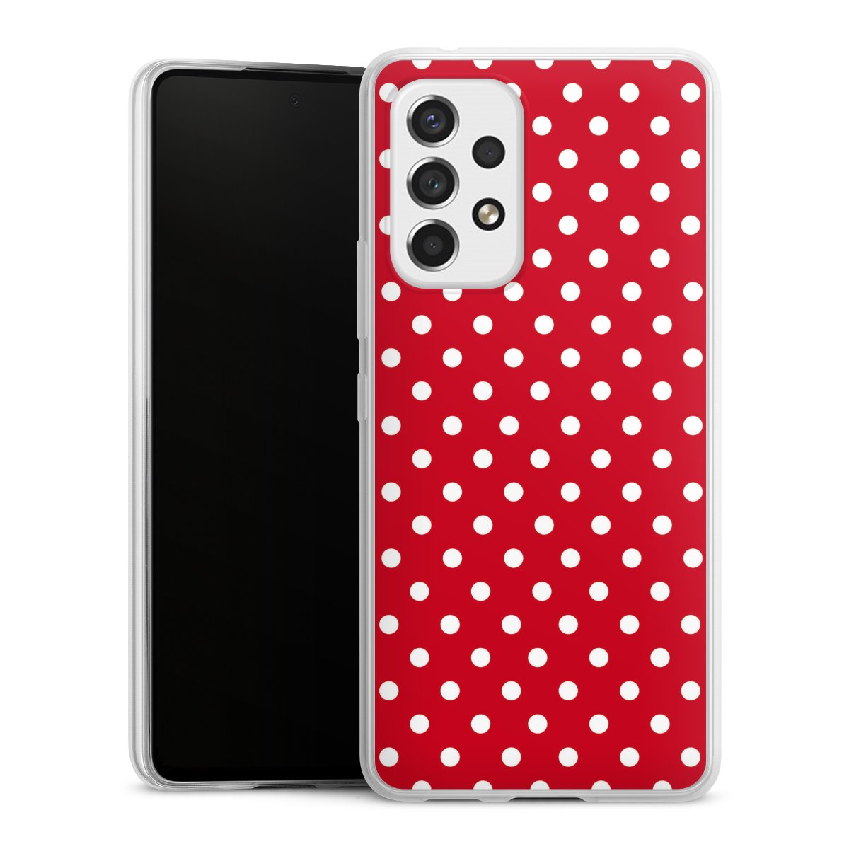 Galaxy A53 5G Handy Slim Case extra dünn Silikon Handyhülle transparent Hülle Points Polka Dots Retro Silikon Slim Case