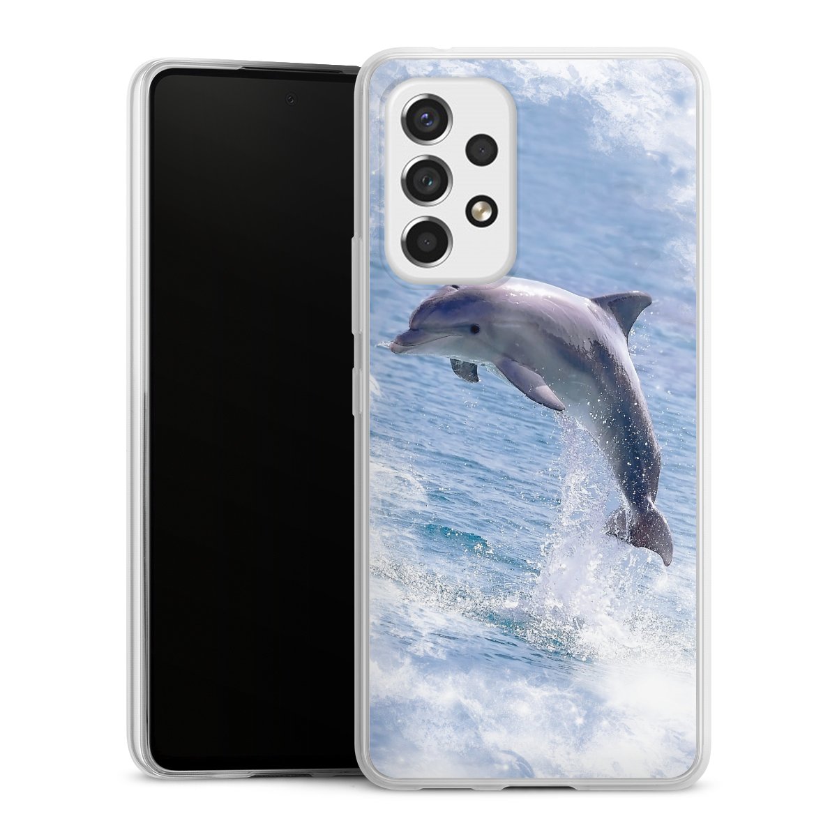 Galaxy A53 5G Handy Slim Case extra dünn Silikon Handyhülle transparent Hülle Dolphin Ocean Wale Silikon Slim Case