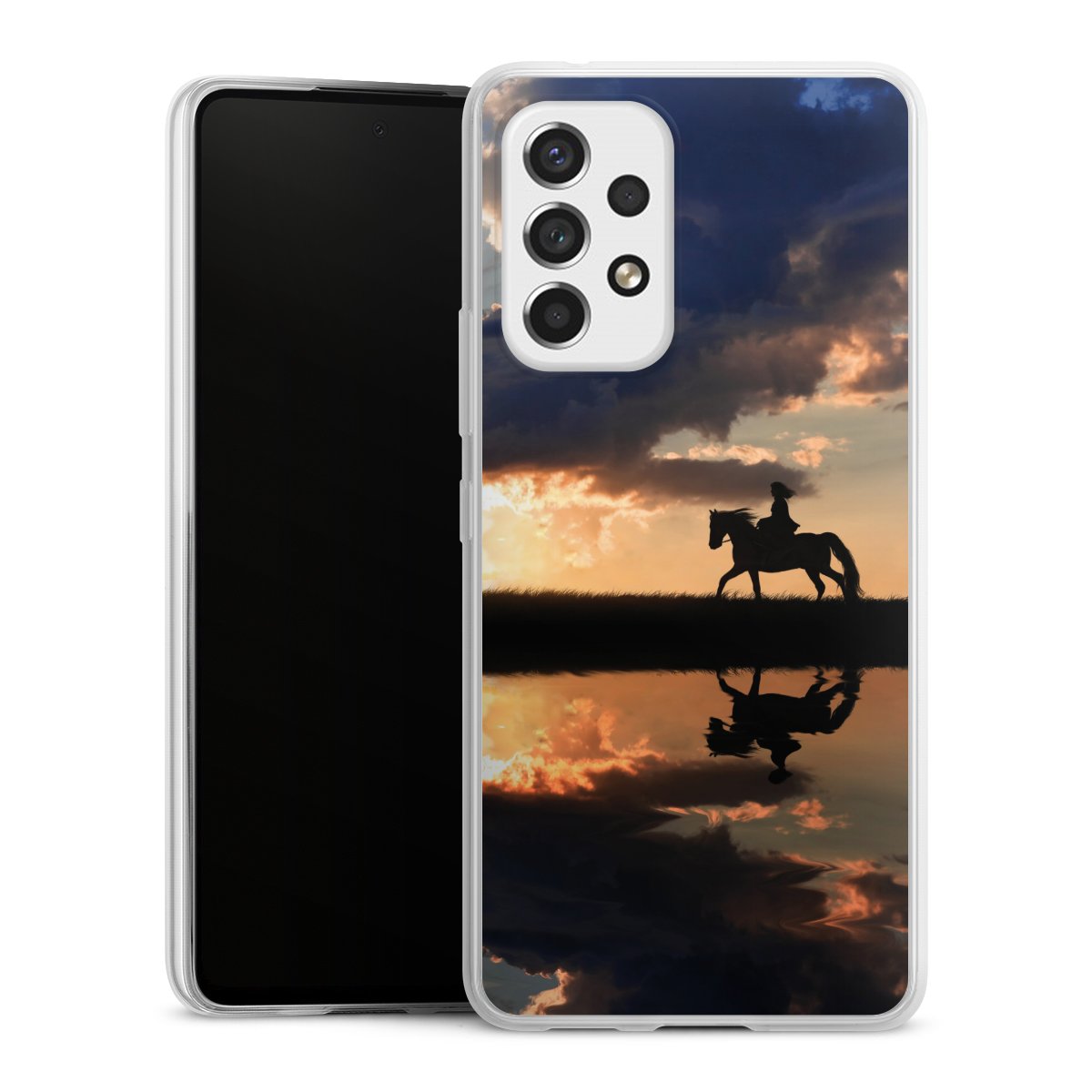 Galaxy A53 5G Handy Slim Case extra dünn Silikon Handyhülle transparent Hülle Horse Sunset Horseback Riding Silikon Slim Case