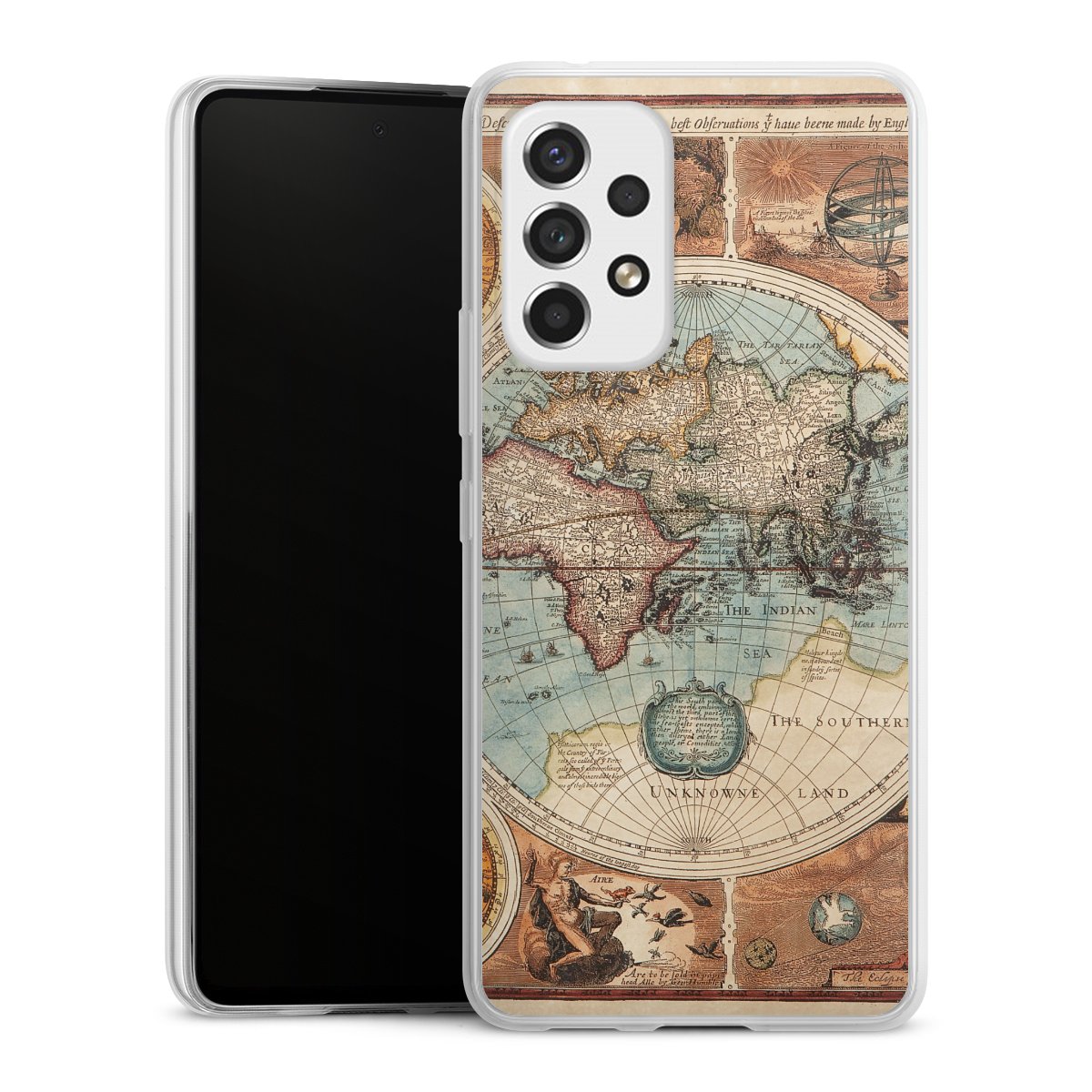 Galaxy A53 5G Handy Slim Case extra dünn Silikon Handyhülle transparent Hülle World Map Vintage Map Silikon Slim Case