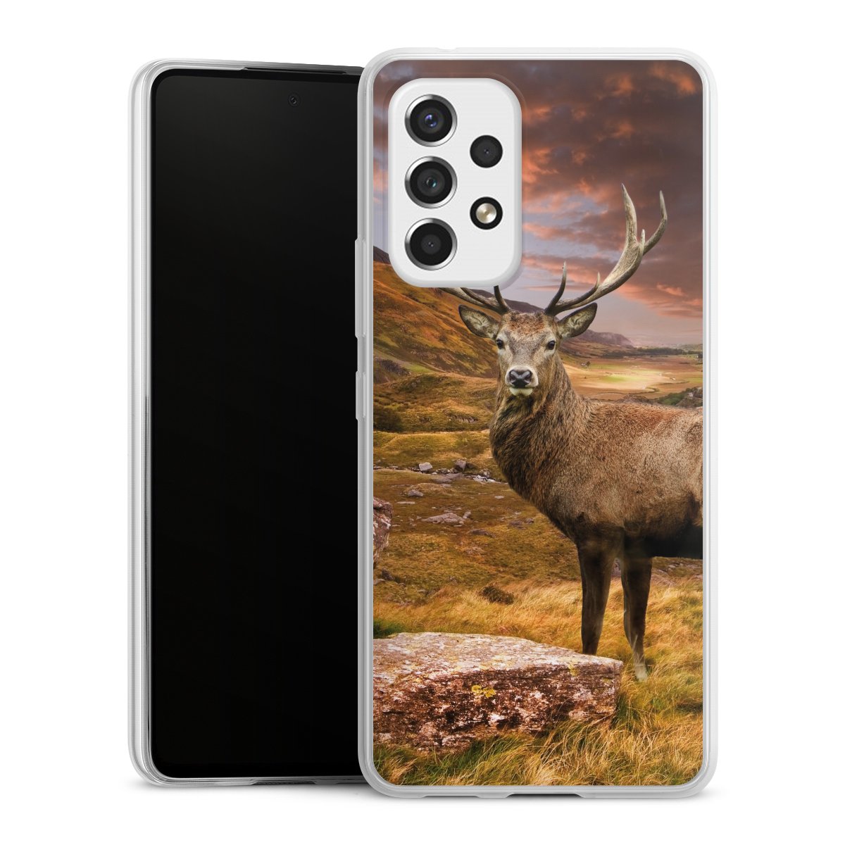 Galaxy A53 5G Handy Slim Case extra dünn Silikon Handyhülle transparent Hülle Meadow Mountain Deer Silikon Slim Case